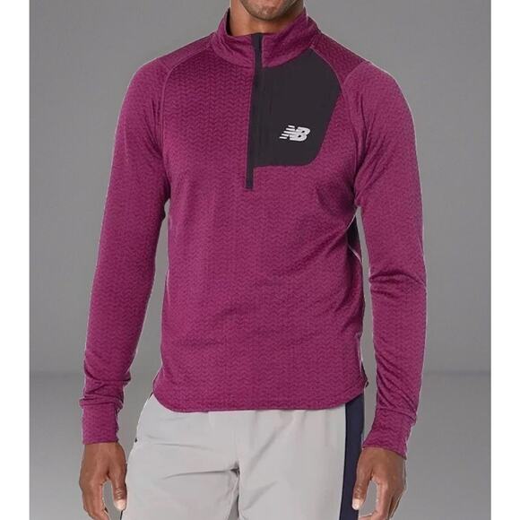 New Balance Heat Grid Half Zip Men’s M Dark Ember Heat Purple - Picture 1 of 8